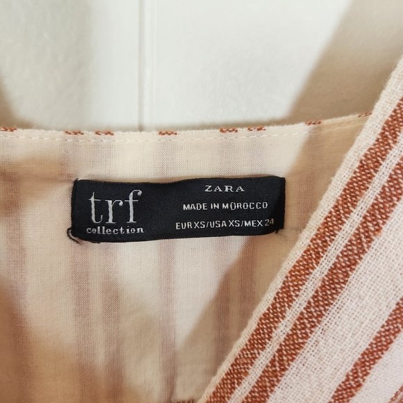 Zara Cream Orange Striped Mini Wrap Dress Sixe XS - Picture 4 of 16